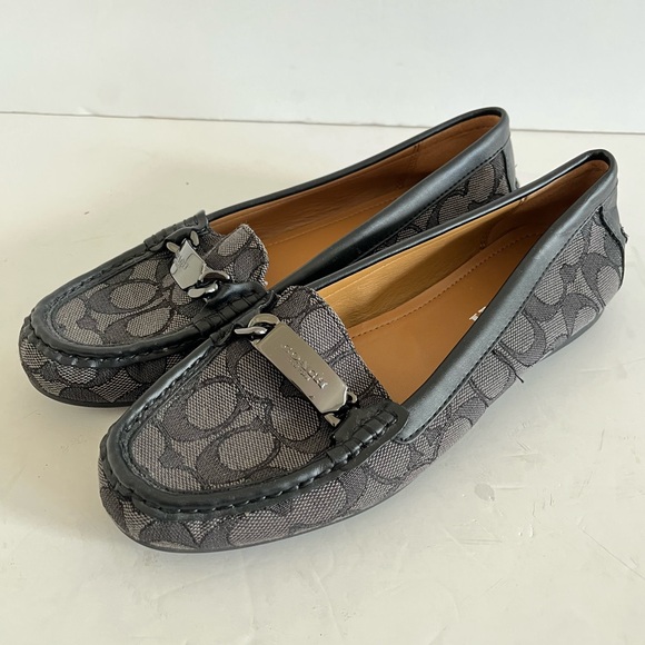 Coach olive Black and Gray Signature Loafers size 7.5B - Picture 1 of 9
